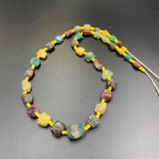 RB-700, Brilliant Multi Colour Ancient Roman Glass Raw Form Antique Beads Strand.