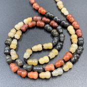 LPS-11, Natural Carved Burmese Jade Beads Strand