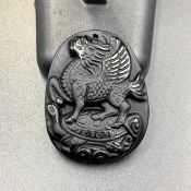 90 Cts Awesome Natural Carved Black Obsidian Pendant. BT-766