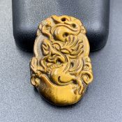 30.80 Cts Excellent Carved Natural Tiger Eye Dragon. DR-66