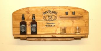 Rustic Jack Daniel's Long Barrel Wall Mounted Bottle Holder - Hand Made