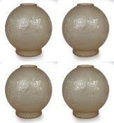 4 x Acid Etched Globular Glass Lampshades