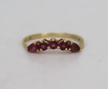 Vintage 5 Stone Amethyst 9ct Gold Ring