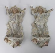 Pair of German Porcelain Wall Hanging Fonts