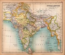 The Indian Empire Double Sided Victorian Antique 1898 Map.