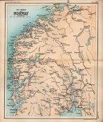 The Fjords of Norway Double Sided Victorian Antique 1898 Map.
