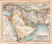 Turkey Arabia Persia Afghanistan Double Sided Victorian Antique 1896 Map.