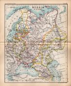Russia In Europe Double Sided Victorian Antique 1898 Map.