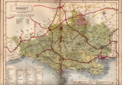 The County of Dorset Large Victorian Letts 1884 Antique Coloured Map.
