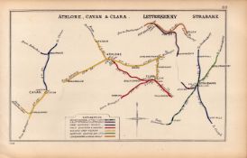 Athlone Cavan Letterkenny Strabane Ireland Antique Railway Diagram-113.