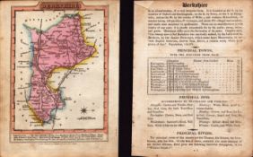 Berkshire Engraved Hand Coloured 200 Yrs Old George IV Antique Map & Text.