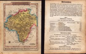 Devonshire 200 Yr Old Engraved Hand Coloured George IV Antique Map & Text.