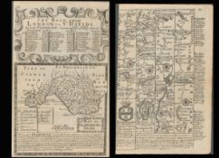 Emanuel Bowen 290 Yrs Old Detailed Road Map London To St Davids Wales.