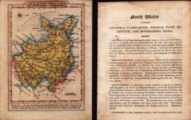North Wales 200 Yr Old Engraved Hand Coloured George IV Antique Map & Text.