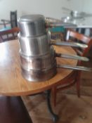 4 Heavy Duty Shallow Pots. Stainless Steel.