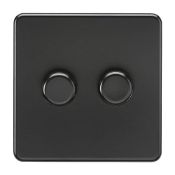 Knightsbridge SF2182MBB Screwless 2G 2-Way 10-200W (5-150W LED) Trailing Edge dimmer, 230 V, Matt...