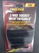 100Pcs 3 Way Extension Socket With Cable Brand New Retail Packed As Pictured