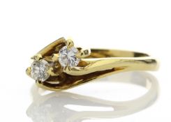 18ct Two Stone Cross Over Claw Set Diamond Ring 0.47 Carats