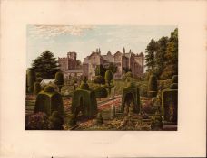 Levens Hall Haversham Lake District Gilt-Edge Coloured Antique Book Plate.