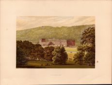 Chatsworth House Derbyshire Gilt-Edge Coloured Antique Book Plate.