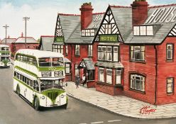 Blackpool Half Way House Pub Bus Scene Extra Large Metal Wall Art.
