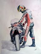 Barry Sheene No 7 Akai Yamaha Extra Large Metal Wall Art.
