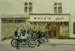 Cafe Racer Triton Biker Gang Meeting Extra Large Metal Wall Art.