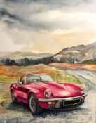 Triumph Spitfire GT6 Sports Car Extra Large Metal Wall Art.