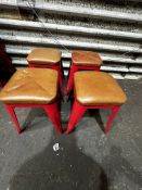 4 x Metal Stool With Upholstered Leather Seat (47*33*33cm)