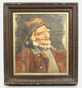 Antique Victorian Framed Watercolour of An Old Fisherman