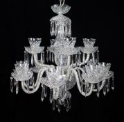 Fine Waterford Cut Glass Crystal Two Tier Chandelier