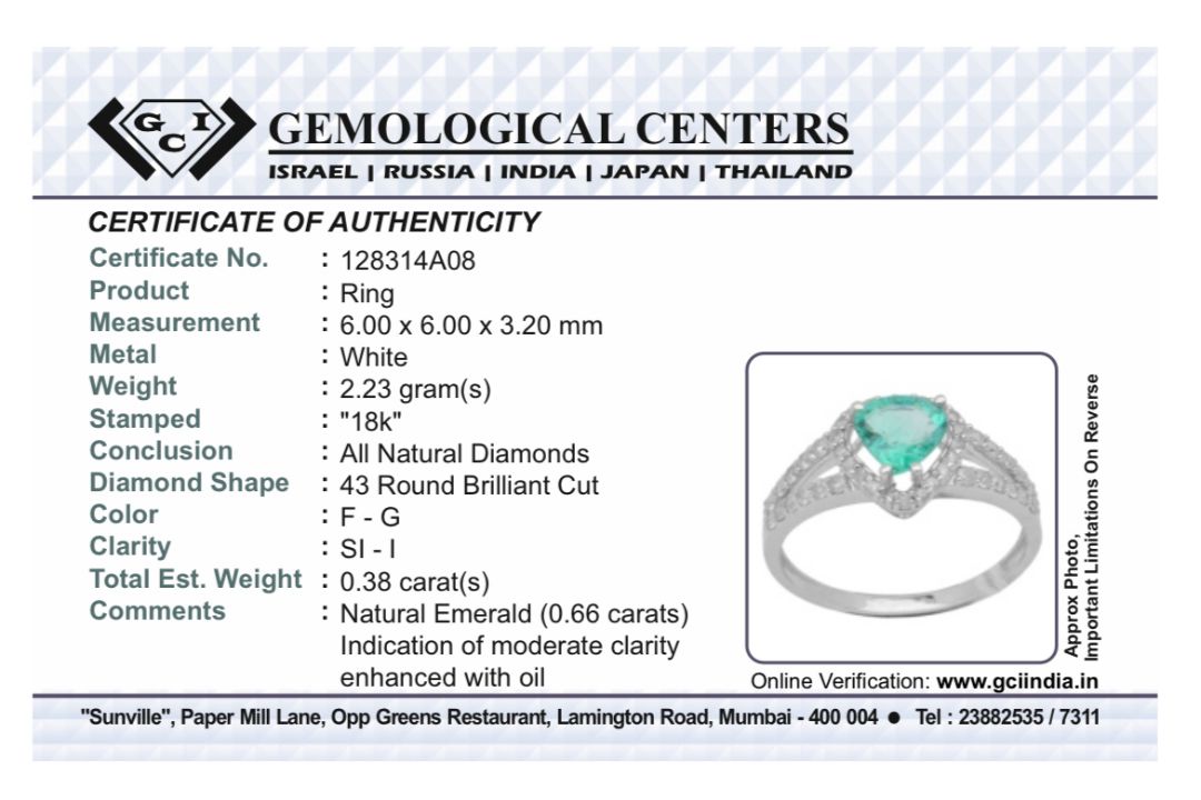 Beautiful Natural Emerald 0.66 CT With Natural Diamonds & 18k Gold - Image 10 of 10