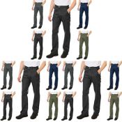 Lee Cooper Men's Heavy Duty Easy Care Multi Pocket Work Safety Classic Cargo Pants Trousers, Black..