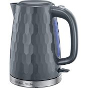 Russell Hobbs Honeycomb Electric 1.7L Cordless Kettle (Fast Boil 3Kw, Grey Premium Plastic, Matt...