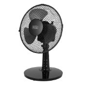 Black+Decker BXFD52003GB Desk Fan With 2 Speeds, Rotary Oscillation, 9 Inch, 20W, Black