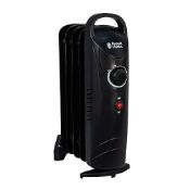 Russell Hobbs 650W Oil Filled Radiator, 5 Fin Portable Electric Heater - Black, Adjustable Thermo...