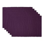 DII Basic Everyday Ribbed Tabletop 100% Cotton, Placemat Set, 13X19, Eggplant, 6 Piece