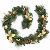 WeRChristmas Decorated Garland Christmas Decoration, 6 Feet - Cream/Gold