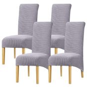 Leorate Dining Chair Slipcovers XL Size High Back Chair Covers Stretch Stripe Polar Fleece Chair...