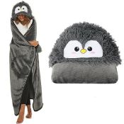Shoppawhile Penguin Gifts For Women Wearable Hooded Blanket For Women Soft Warm Fluffy Penguin Ho...