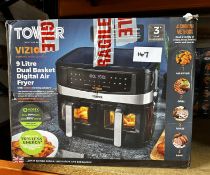 Tower Vizion 9L Dual basket digital air fryer, RRP £150 - GRADE U