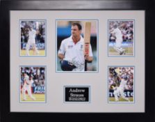 ANDREW STRAUSS framed original signature presentation
