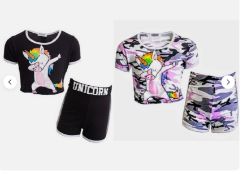 Large Quantity Girls Summer Short & Crop Top Sets - Various Designs - Various Ages