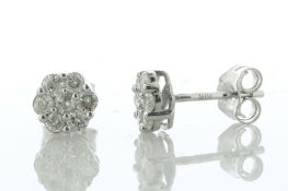 9ct White Gold Round Cluster Diamond Stud Earring 0.50 Carats