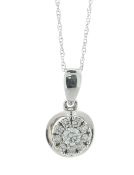 10ct White Gold Diamond Cluster Pendant and 18