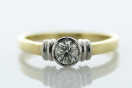 18ct Yellow Gold Single Stone Rub Over Set Diamond Ring 0.40 Carats