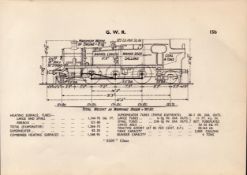 G.W.R “8100” Class Locomotive Detailed Diagram 85 Year- Old Print.