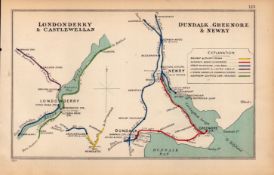 Dundalk Newry Londonderry Ireland Antique Railway Diagram-123.