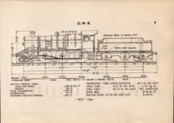 G.W.R “4321” Class Locomotive Detailed Diagram 85 Year- Old Print.