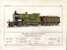 London & South Western Railway Steam Engine Antique Book Plate.